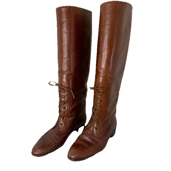VTG Delman Tall Riding Boots Brown Italian All Leather Equestrian Horse Riding 8 - Picture 2 of 15